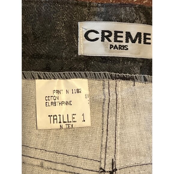 Vintage Creme Paris Gray Artistic Print Flare Pants Taille 1 Made In France - Picture 2 of 8